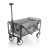 BigDean kompakter Bollerwagen faltbar grau bis 80kg belastbar – Kleiner Bollerwagen platzsparend zusammenklappbar Bollerwagen Kinder für Ausflüge, Camping & Einkäufe
