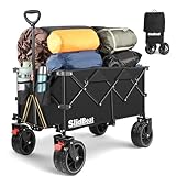 SLIDBEAT XXL Bollerwagen Faltbarer mit Große Räder All Terrain 330L 150KG Faltbar Bollerwagen Klappbar aus Vier Richtungen Bollerwagen Für Strand Garten Camping Shopping