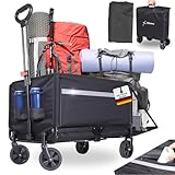 Albatros Bollerwagen klappbar 120L mit Flaschenöffner & Getränkehalter – Faltbarer Handwagen mit Reflektorstreifen, Rückwand-Öffnung & Abdeckhaube – Outdoor Transportwagen für Camping & Ausflüge